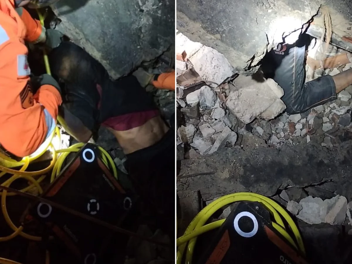 Laje de galpão desaba e deixa homem preso sob escombros em MG