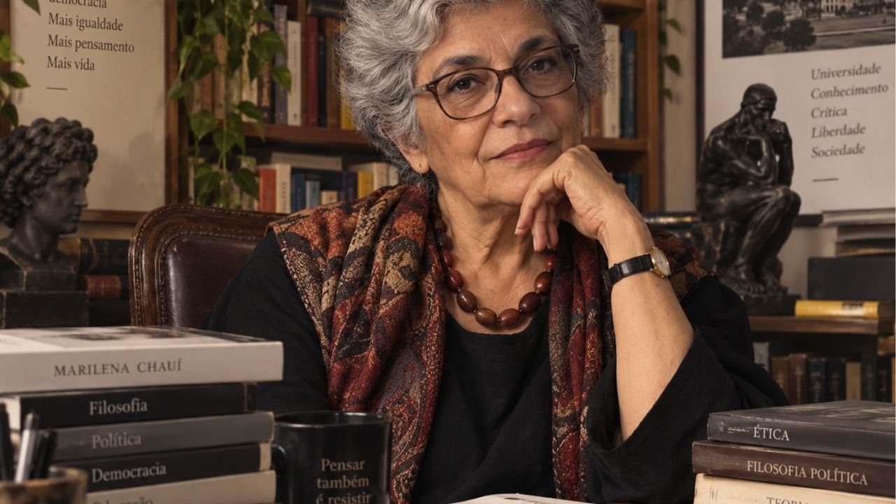 Marilena Chauí e a Filosofia Política, em reflexão sobre a democracia: “A democracia é a única sociedade e o único regime político que considera o conflito legítimo” e busca dar-lhe uma forma institucional