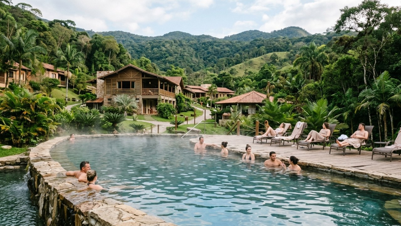 O município onde a água sai naturalmente do solo a 39 °C transformou uma característica subterrânea em hotéis, piscinas e turismo termal
