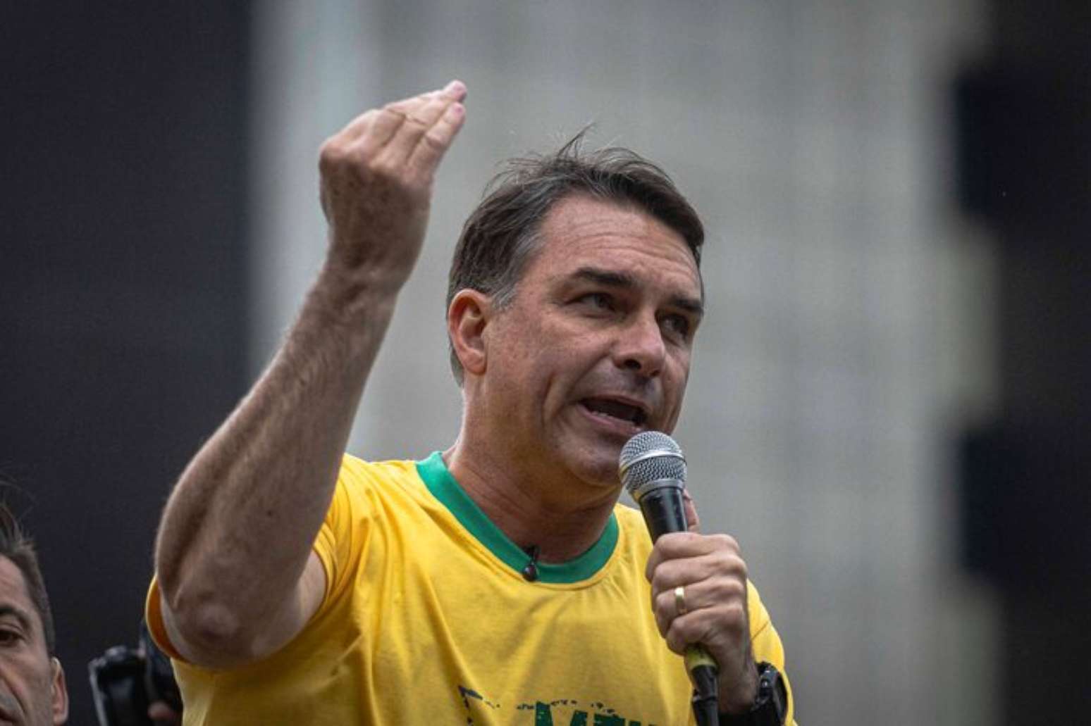 O candidato Flávio Bolsonaro durante ato de 7 de Setembro no domingo